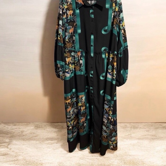 Floral Black and Green Maxi Dress - Picture 4 of 7